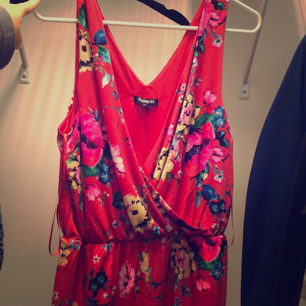 Red flower romper